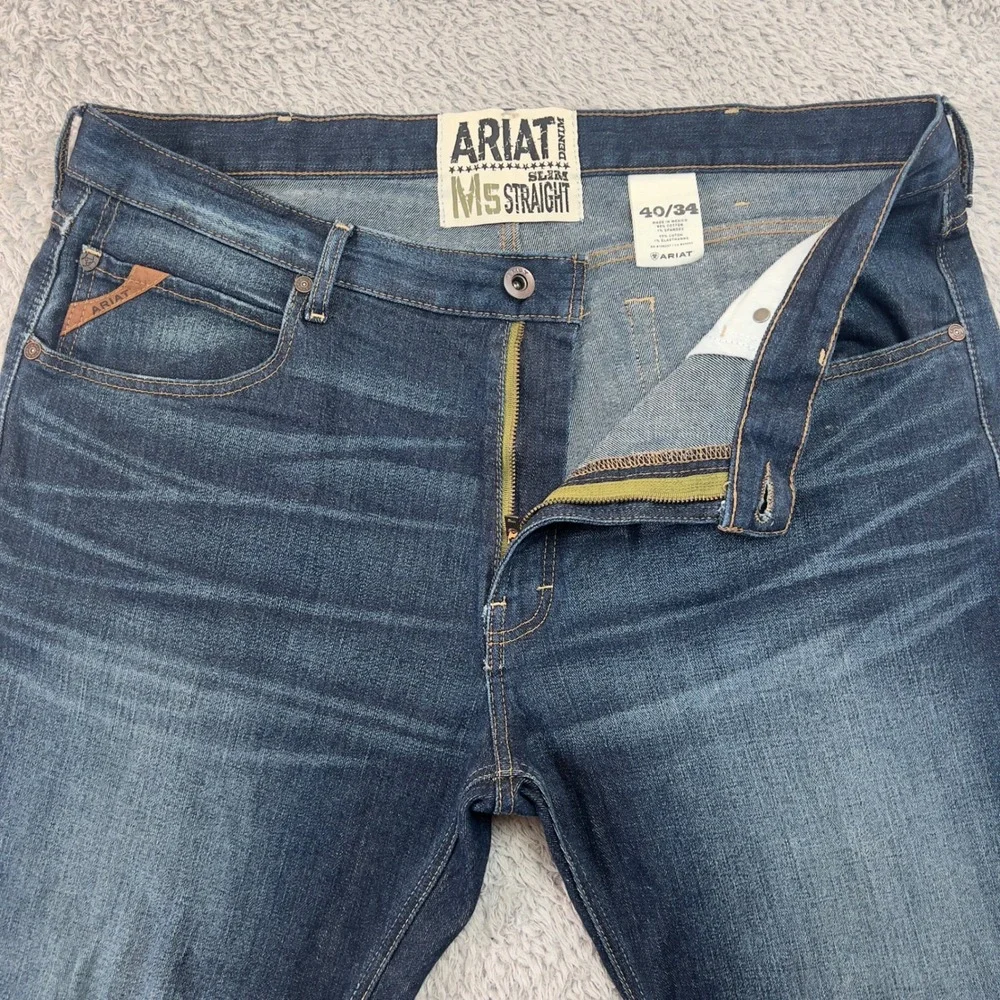 Ariat M5 Slim Straight Durham Jeans Mens 40x34 Dark‎ Wash Stretch Denim 10022784